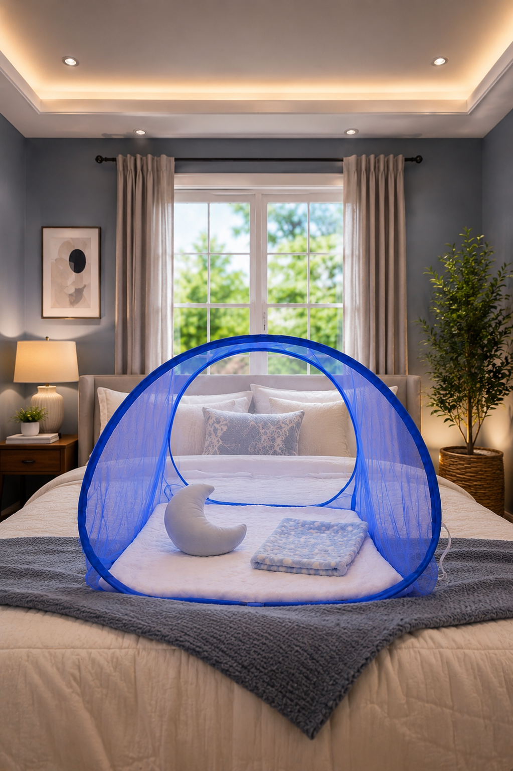 Baby Mosquito Net Tent | Portable Pop-Up Net for 0–3 Years | Blue