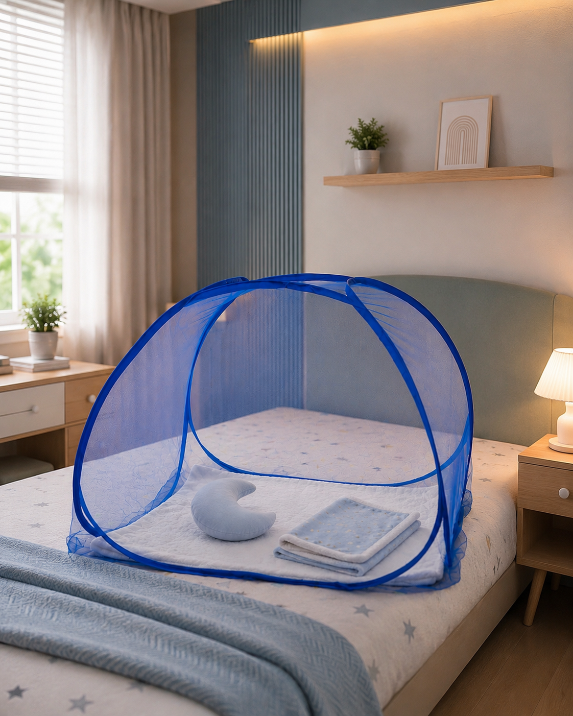 Baby Mosquito Net Tent | Portable Pop-Up Net for 0–3 Years | Blue